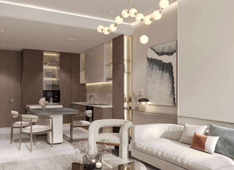 Divine Al Barari apartment interior with living and dining area